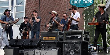 Old Crow Medicine Show A Prairie Home Companion warm up Macalester College Saint Paul MN July 2014.jpg