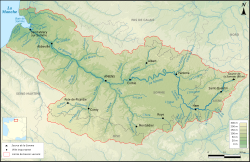 carte des affluents du fleuve Somme dans son bassin versant en Picardie.