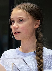 A picture of Greta Thunberg at the European Parliament on 4 March 2020.