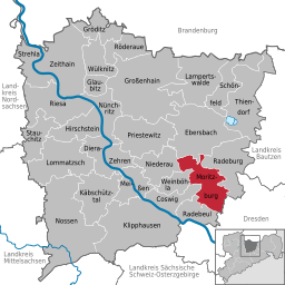 Moritzburgs läge i Sachsen