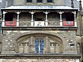 Balcony with decorative banners