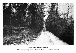 Natchez Trace Road near Lorman and Old Greenville, photographed c. 1938