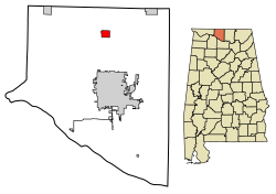 Location of Elkmont in Limestone County, Alabama.