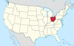 Location of Ohio in the United States