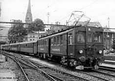 Der aus der Zeit der Elektrifizierung stammende Triebwagen BDe 3/4 43 in St. Gallen