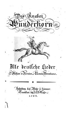 Des Knaben Wunderhorn. Titelblatt der Erstausgabe von 1805