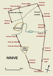 Plan d'ensemble de Ninive au VIIe siècle av. J.-C.