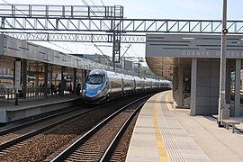 ED250 Pendolino na estação de trem Gdansk Wrzeszcz