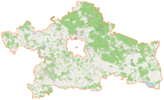 Mapa konturowa powiatu białostockiego, po lewej znajduje się punkt z opisem „Zawady-Borysówka”