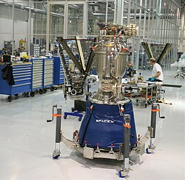 Een Merlin 1C in de SpaceX fabriek in Hawthorn