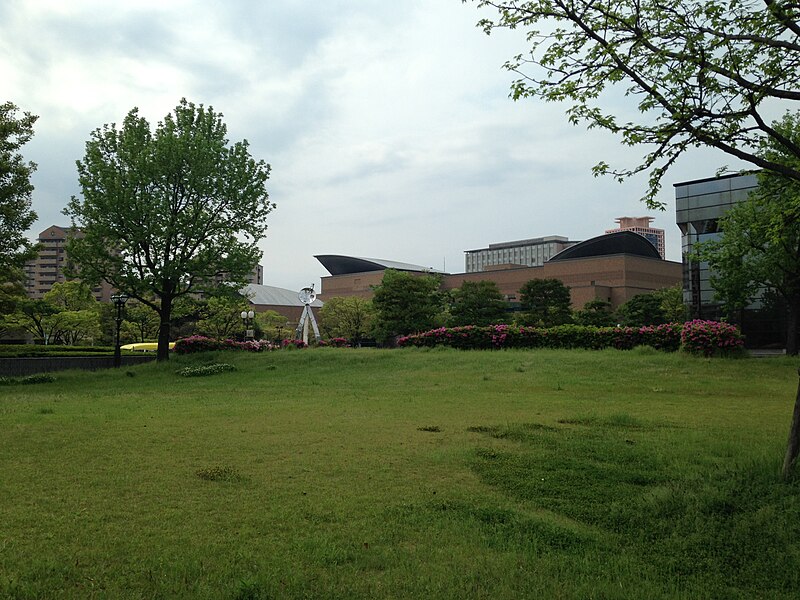 File:View of Fukuoka City Public Library from Fukuoka City Museum.JPG