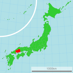 Hiroshima-præfekturets beliggenhed i Japan.