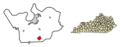 Location of Robards in Henderson County, Kentucky.