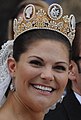 A Princesa Vitória no dia do seu casamento, onde usou a tiara Camafeu.