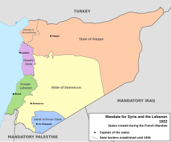 The Alawite State (purple) in the Mandate of Latakia