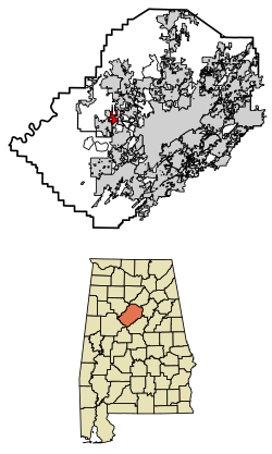 Location of Maytown in Jefferson County, Alabama.