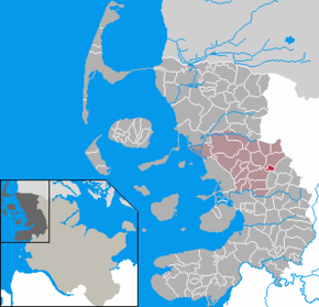 Poziția Kolkerheide pe harta districtului Nordfriesland