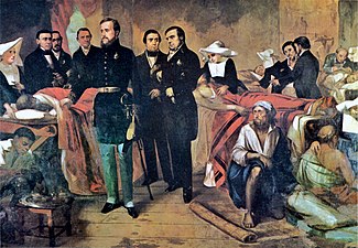 Keizer Peter II van Brazilië bezoekt slachtoffers van cholera samen met de ministers van staat (1867), François-René Moreaux