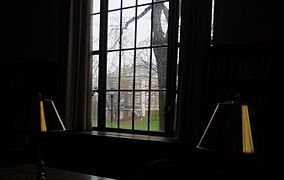 Shanklin Lab, seen from the Smith Reading Room of Olin Library