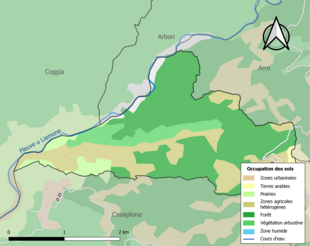 Carte en couleurs présentant l'occupation des sols.