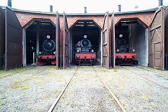 Lokstallet för Grängesbergs järnvägsmuseum, ursprungligen för Trafikaktiebolaget Grängesberg–Oxelösunds Järnvägar