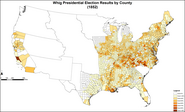 Mappa dei risultati Whig per contea