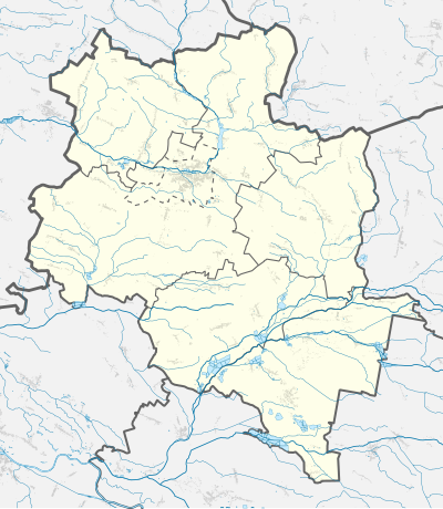 Mapa konturowa powiatu namysłowskiego, u góry znajduje się punkt z opisem „Lesiny”, powyżej na lewo znajduje się również punkt z opisem „Zbytki”