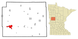 Location of Fergus Falls in Otter Tail County, Minnesota (left) and of Otter Tail County in Minnesota (right)