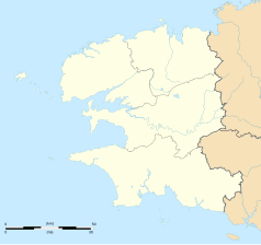 Mapa konturowa Finistère, u góry znajduje się punkt z opisem „Bodilis”