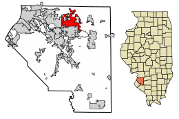 Location of O'Fallon in St. Clair County, Illinois.