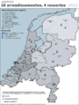 10 Judical regions "arrondissements", 4 "resorts"