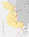 M. Comté de Nice ; N. ancien département des Alpes Maritimes (1793-1814) ; O. ancienne province de Nice (1859-1860), Province d'Imperia ; G. Limite approximative des Vallées occitanes ; D. Communes de langue francoprovençale (Valsoanin des Vallées arpitanes) ; E. Communes de langue française ; F. Communes du Marquisat de Dolceacqua et autres dépendances du Comté de Nice ; J. Limite nord de l’aire brigasque-royasque ; L. Limite approximative de l’ancien occitan