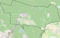 Mapa konturowa Miasteczka Śląskiego, po prawej nieco u góry znajduje się punkt z opisem „Bibiela”