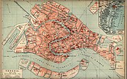 Karte des historischen Zentrums von Venedig, mit der Giudecca im Süden