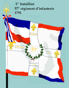 Drapeau du 1er bataillon du 57e régiment d'infanterie de ligne de 1791 à 1793