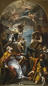 La Vierge en gloire avec l'Archange Gabriel et les saints Eusèbe, Roch et Sébastien Sebastiano Ricci, 1724-1725 Musée d'Art du comté de Los Angeles