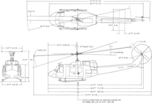 3-view drawing of the Bell UH-1N Iroquois