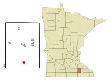 Dodge County Minnesota Incorporated and Unincorporated areas Hayfield Highlighted.svg