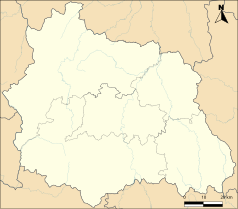 Mapa konturowa Puy-de-Dôme, w centrum znajduje się punkt z opisem „Busséol”