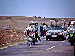 Fabio Parra beim Einzelzeitfahren der Vuelta a España 1989