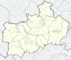 Mapa konturowa powiatu koneckiego, w centrum znajduje się punkt z opisem „Nowy Dziebałtów”