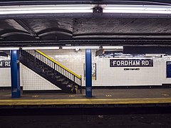 Typischer Express­bahnhof, blaue Farb­familie, IND Concourse Line