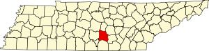 Map of Tennessee highlighting Coffee County