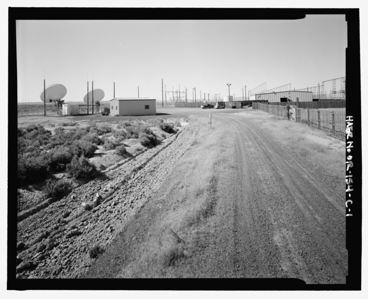 File:Overall view of the site towards the southwest, note the Water Storage Tank in the background to the left of the Transmitter Building - Over-the-Horizon Backscatter Radar Network, HAER OR-154-C-1.tif