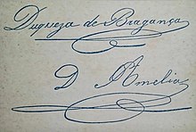 Signature de Amélie de Leuchtenberg