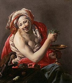 Terbrugghen, Bacchante med en abe (1627)