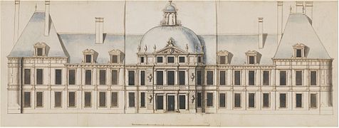 Projet non réalisé de Louis Le Vau pour le pavillon central du Château-Vieux de Meudon. Vers 1655.