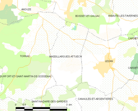 Mapa obce Massillargues-Attuech