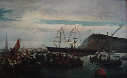 Description de l'image Embarcament dels voluntaris catalans al port de Barcelona.jpg.