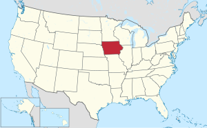 Harta e Shteteve të Bashkuara me Aiova Iowa të theksuar